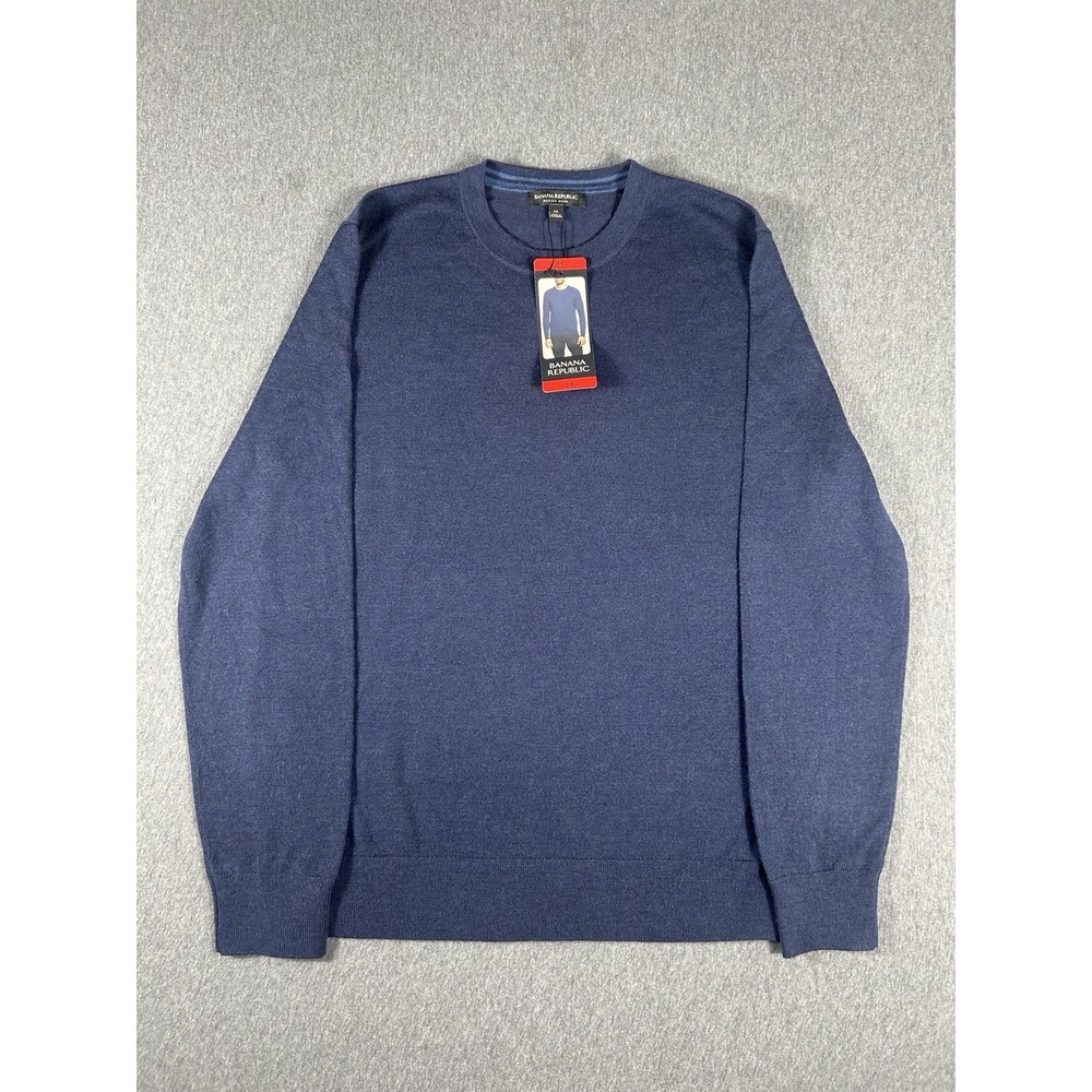 NWT Banana Republic Merino Wool Crewneck Sweater Navy Blue Size M